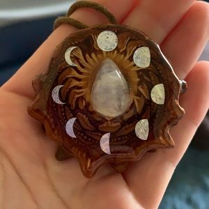 Third eye pinecone moon phases pendant